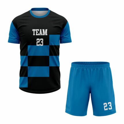 Custom Blue Black Sublimation Soccer Uniform