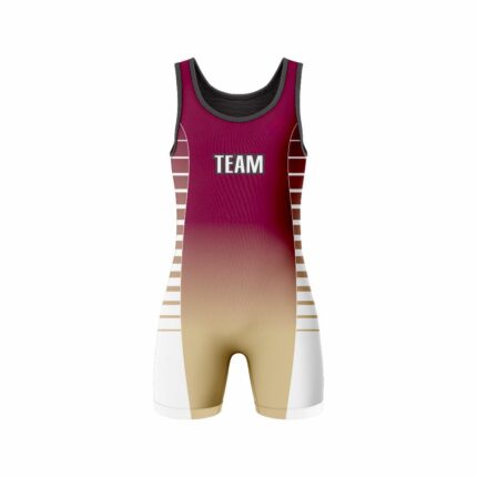 CUSTOM Maroon Mustard white WRESTLING SINGLET